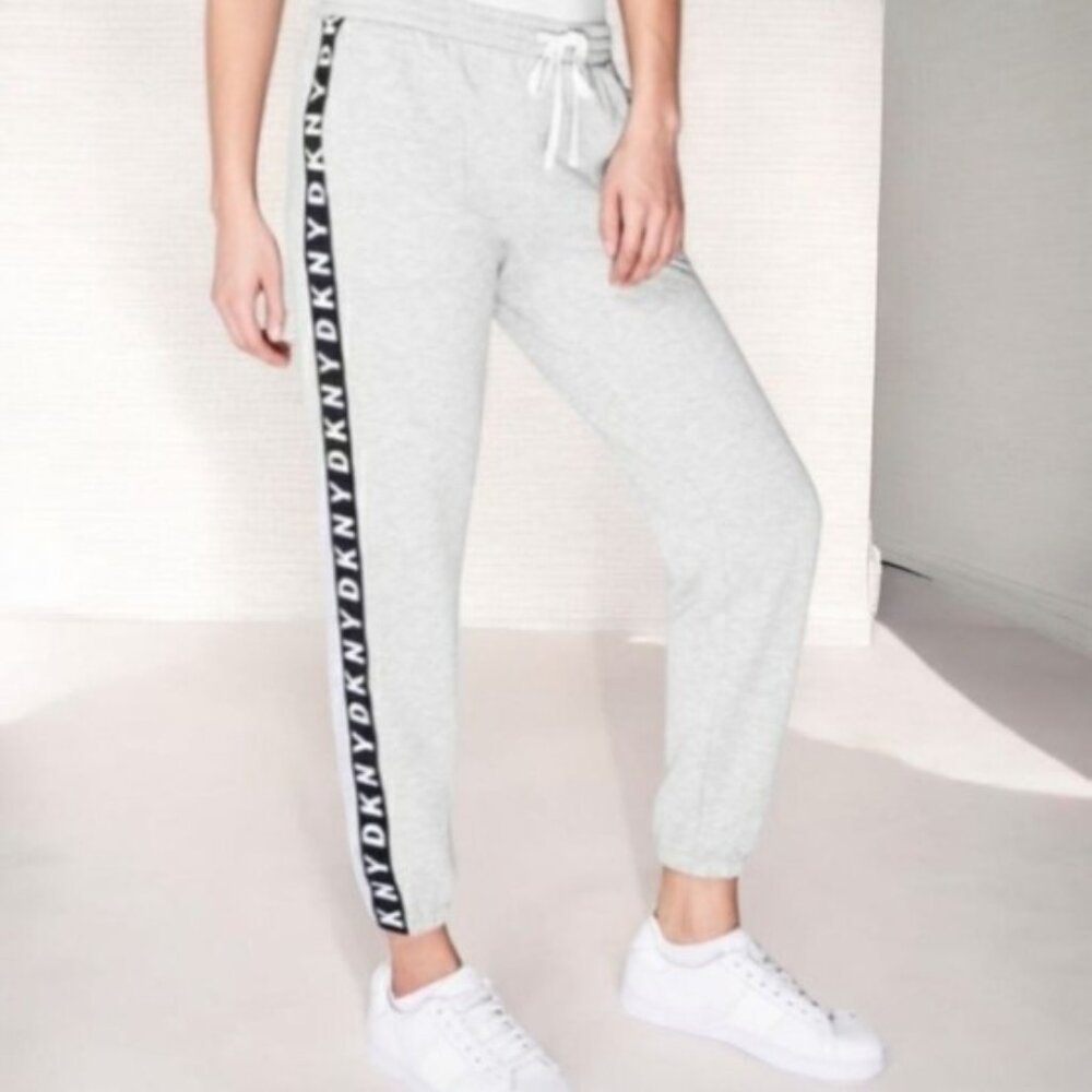 DKNY Light Gray Women's Joggers with Logo Detail Size L